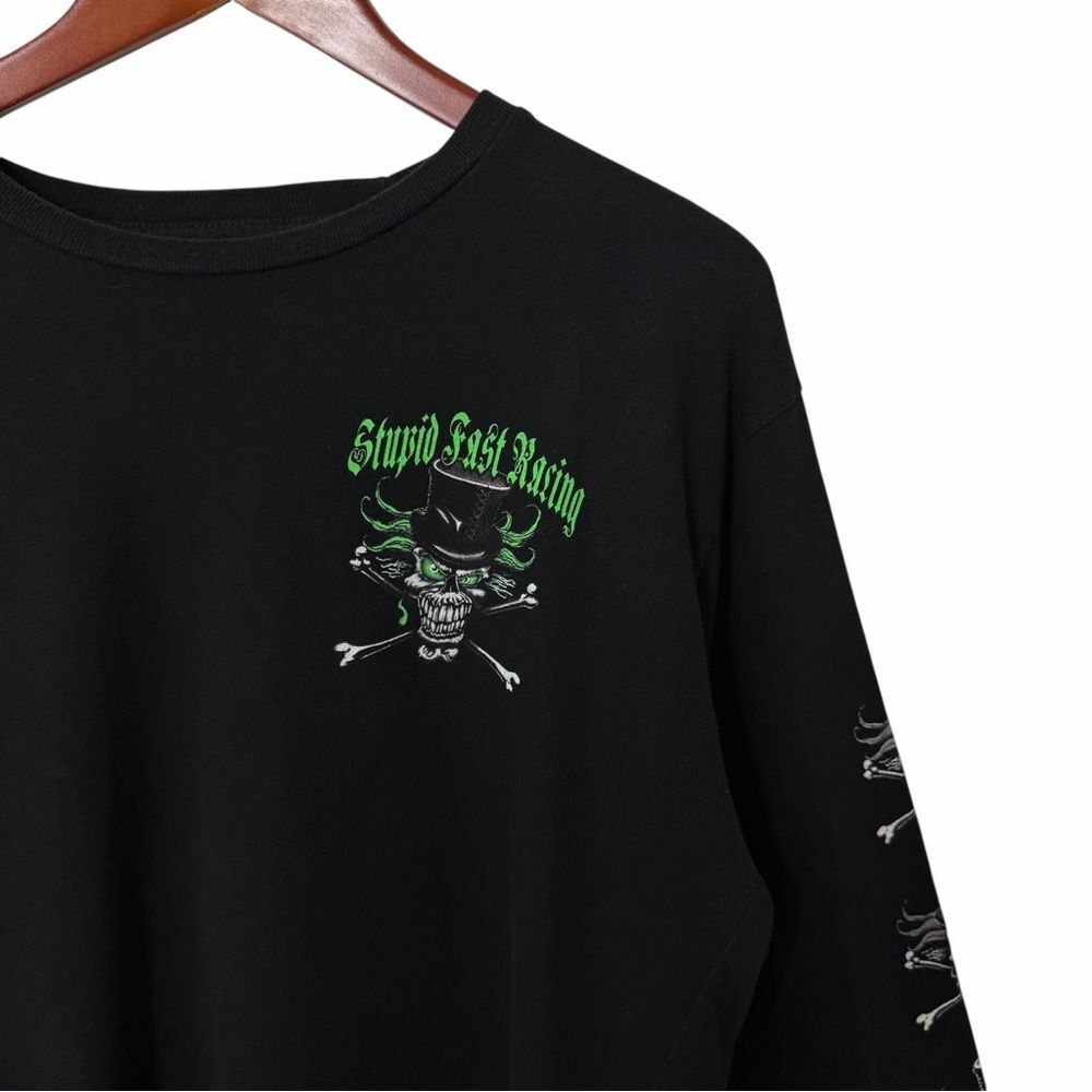 Vintage Vibe Stupid Fast Racing Voodoo Skull Long Sleeve Hit Graphic Large - Picture 3 of 7